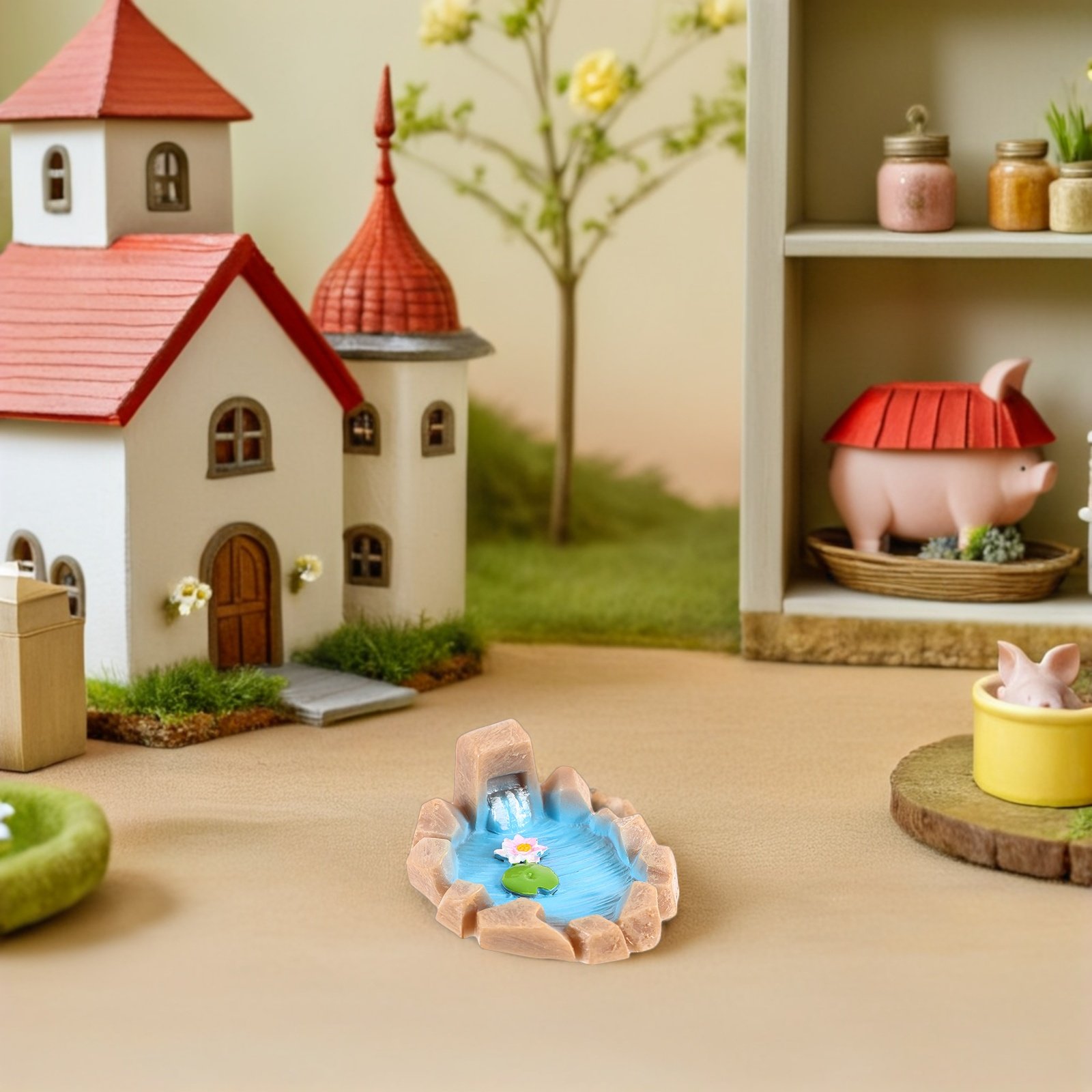 4Pcs Miniature Resin Pond Scen - Bonsai Garden Set Up 评论和价格