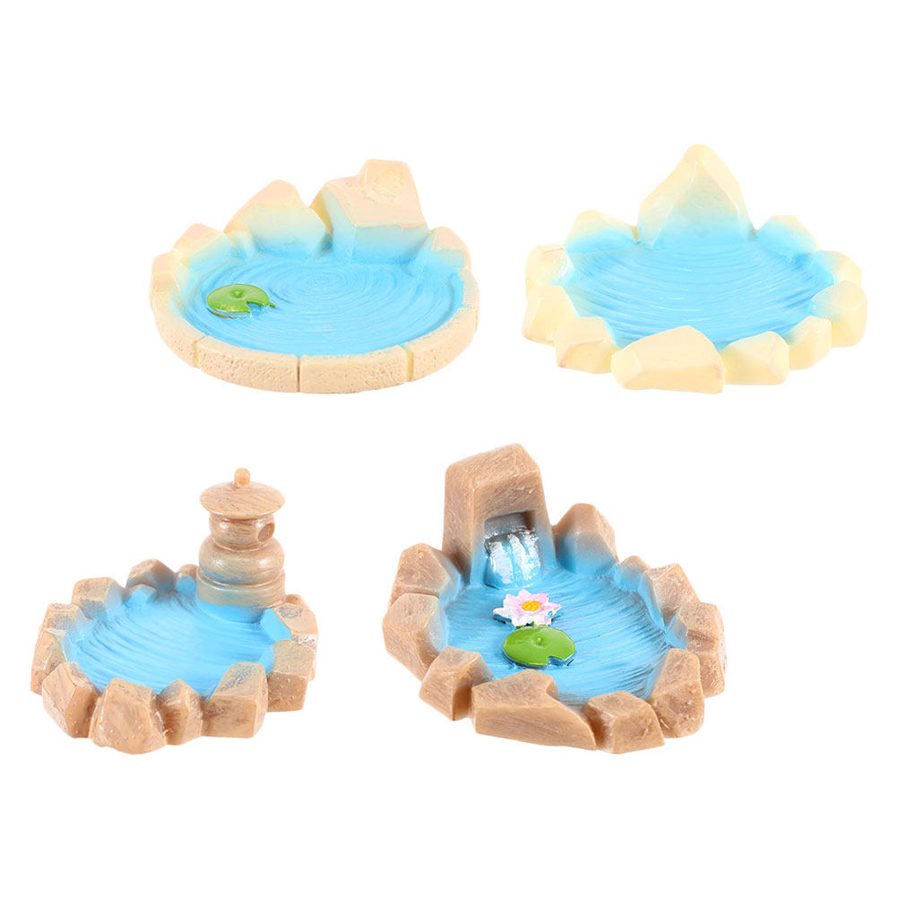 4Pcs Miniature Resin Pond Scen - Bonsai Garden Set Up 评论和价格