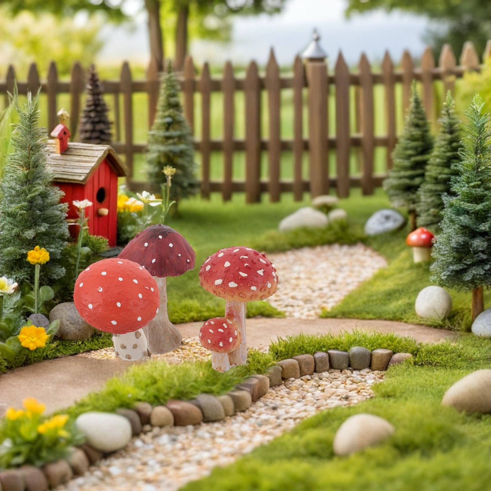 3Pcs Resin Mushroom Garden Sta - Bonsai Garden Set Up 评论和价格