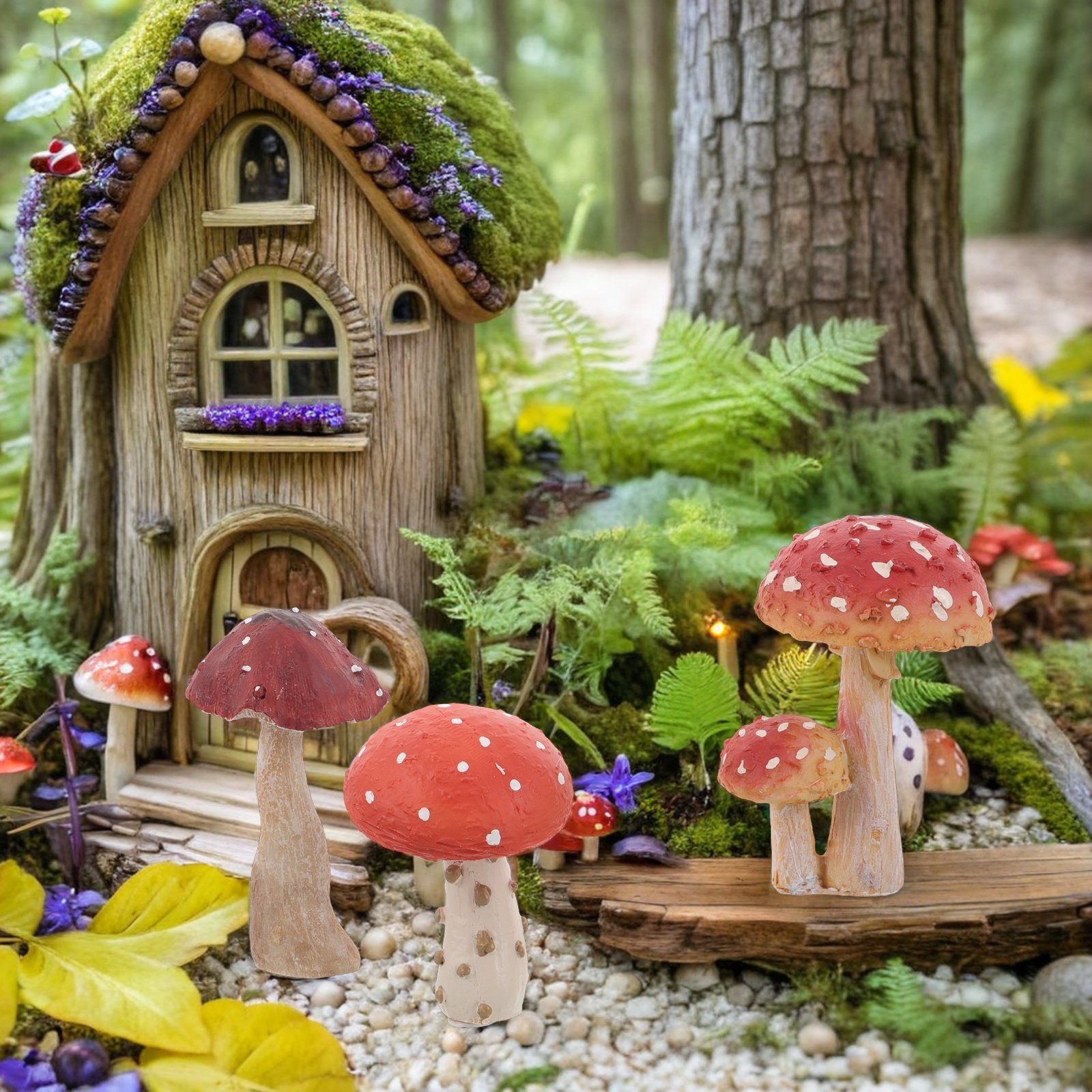 3Pcs Resin Mushroom Garden Sta - Bonsai Garden Set Up 评论和价格