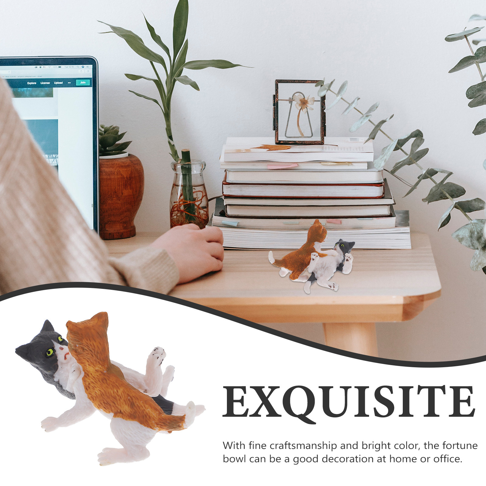 Miniature Cat Statue Fine Deta - Bonsai Garden Set Up 评论和价格
