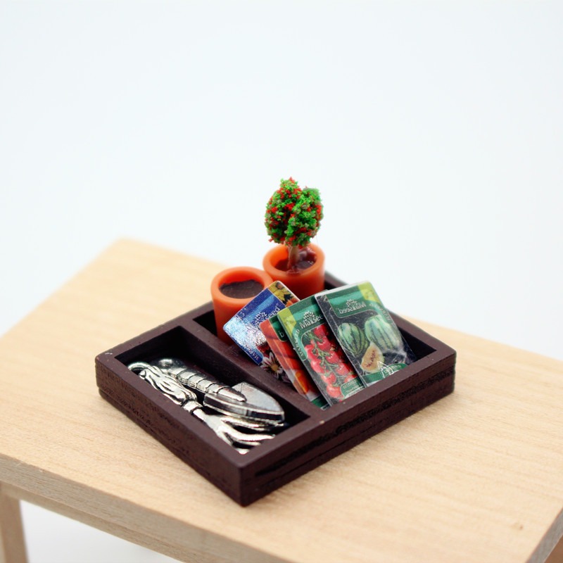 Dollhouse Gardening Wooden Box - Soil Scoop Tool 评论和价格
