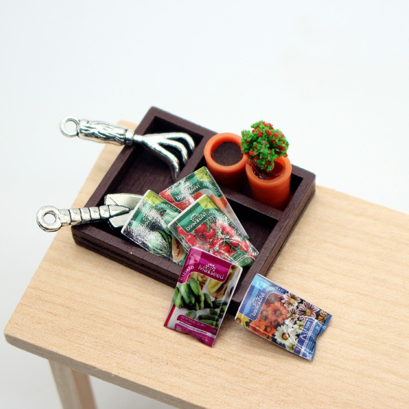 Dollhouse Gardening Wooden Box - Soil Scoop Tool 评论和价格