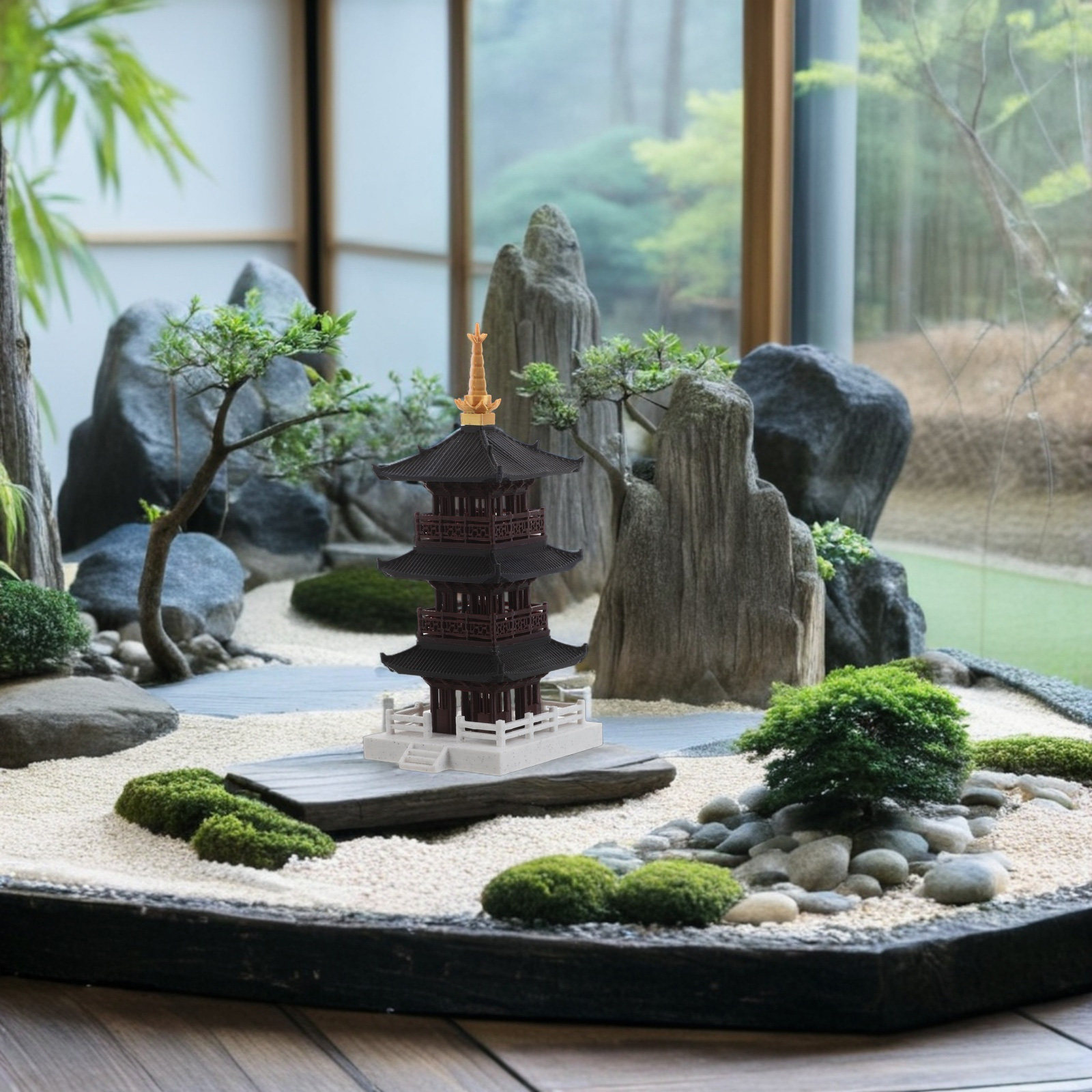 Chinese Pagoda Sculpture Minia - Bonsai Garden Set Up 评论和价格